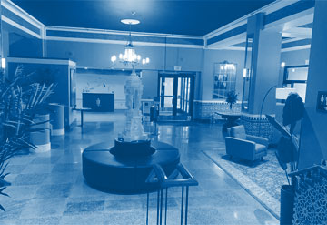 Inside the Hotel Leo lobby