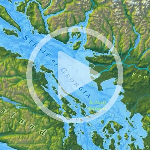 map of the Salish Sea with a video play button over it