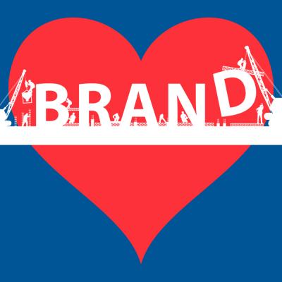 The word 'BRAND' superimposed over a heart.