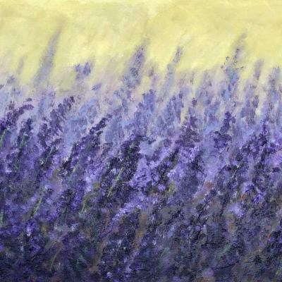 Painting of a field of lavender by artist Mani Troutman