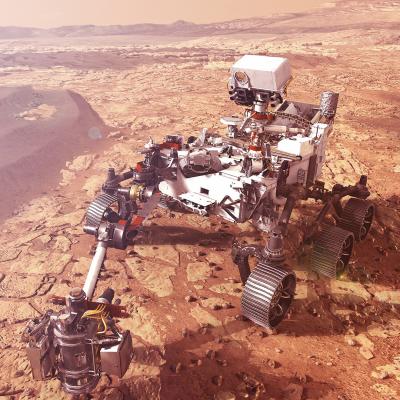 Mars rover on rough terrain