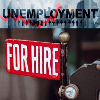 Unemployment graphic with a for hire sign