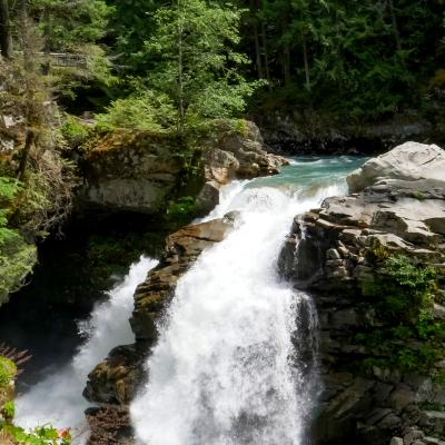 View of the top of Nooksack falls in the Pacific Northwest
