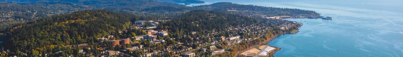 Aerial of the city of Bellingham on a beautiful day