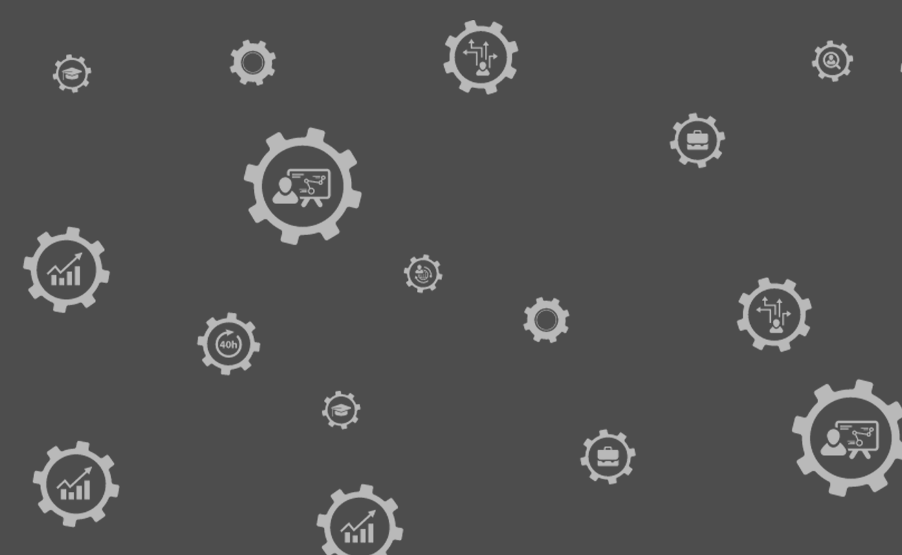 graphic of gears of gears with icons of different teaching course inside them