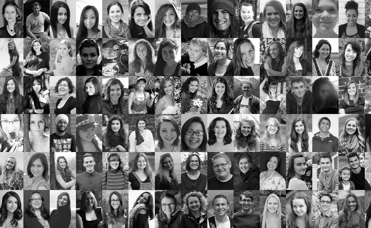 black and white of a photo collage of WWU students